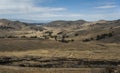 Along the road from San Pedro de Tiquina to Copacabana on the Titicaca lake, the largest highaltitude lake in the world 3808m Royalty Free Stock Photo